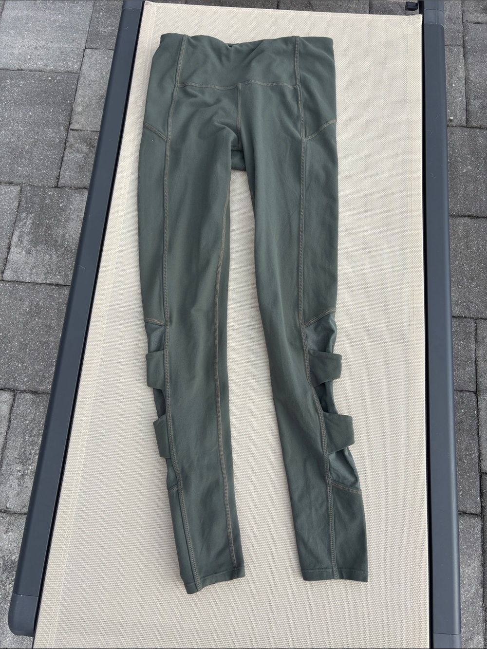 Athleta Olive Green Leggings with Side Strap Detail